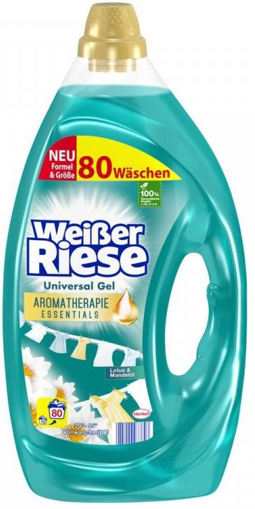 Weiber Riese Universal Aromatherapy Lotus & Almond Oil Liquid Laundry Detergent, 80 Loads, 4 L