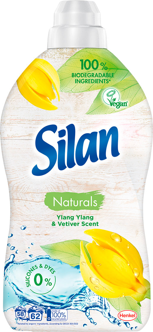 Silan Naturals Ylang Ylang & Vetiver Scent Fabric Softener, 1.364 L
