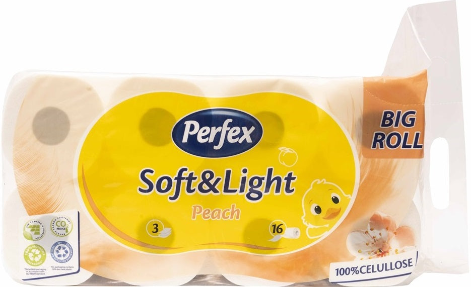 Perfex Soft & Light Peach 3-Ply Toilet Paper, 16 Rolls