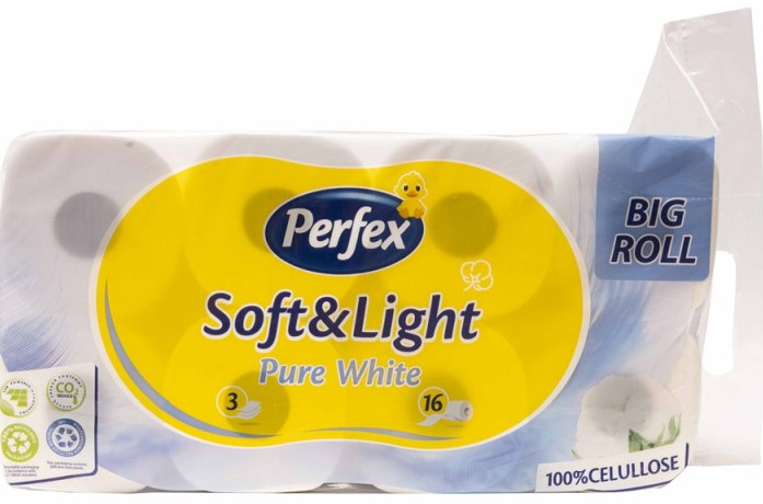 Perfex Soft & Light Pure White 3-Ply Toilet Paper, 16 Rolls