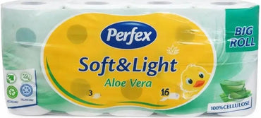 Perfex Soft & Light Aloe Vera 3-Ply Toilet Paper, 16 Rolls - Image 2