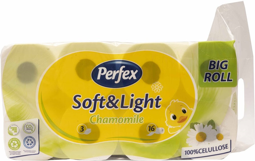 Perfex Soft & Light Chamomile 3-Ply Toilet Paper, 16 Rolls