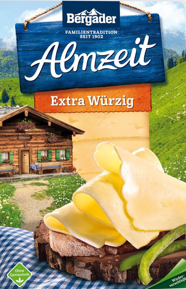 Bergader Almzeit Extra Spicy Sliced Hard Cheese, 130 g