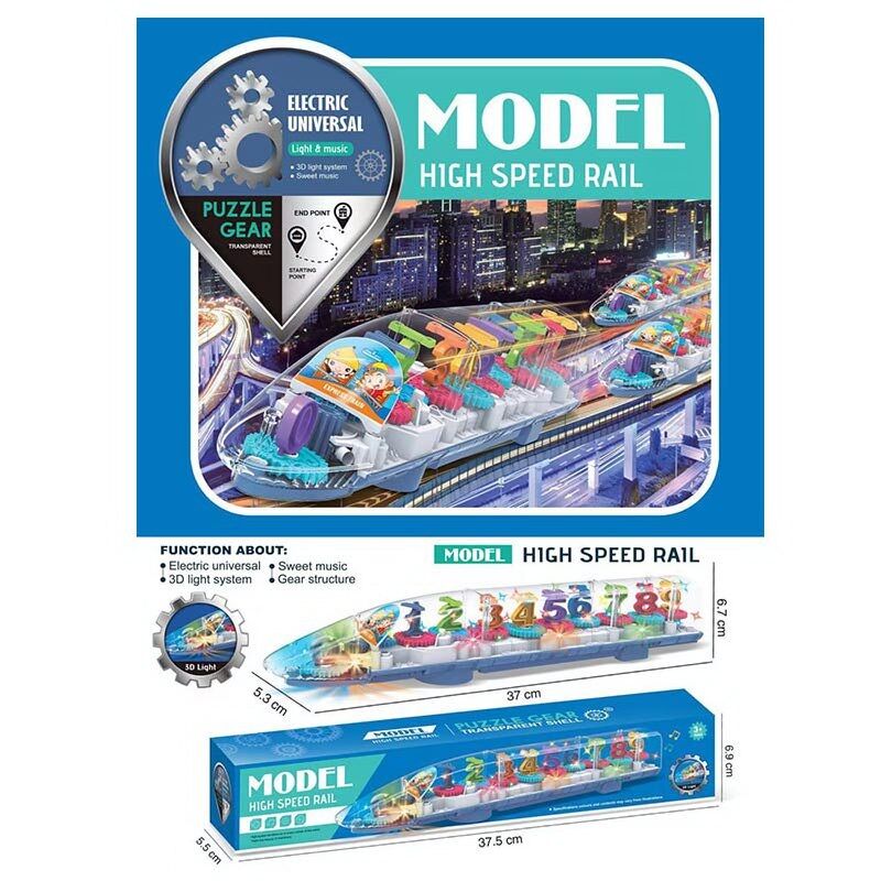 Model High Speed Rail 5001 Battery-Powered Train with Moving Gears, Light & Sound