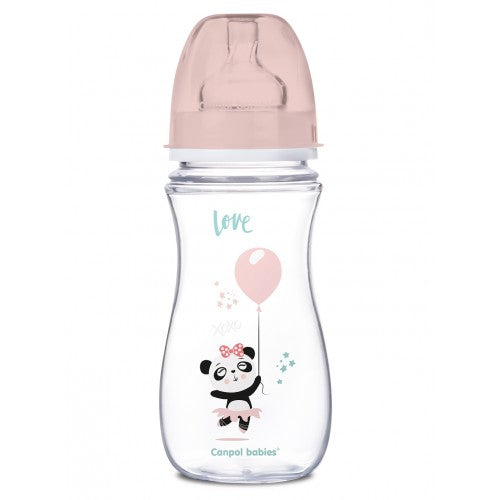 Canpol Babies 35/222 Pink EasyStart Wide-Neck Anti-Colic Baby Bottle, 300 mL