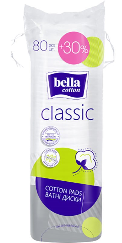Bella Cotton Classic + 30% Cotton Pads, 80 pcs