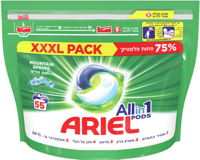Ariel Mountain Spring Laundry Detergent Pods, 55 pcs (Price per 1 pc)