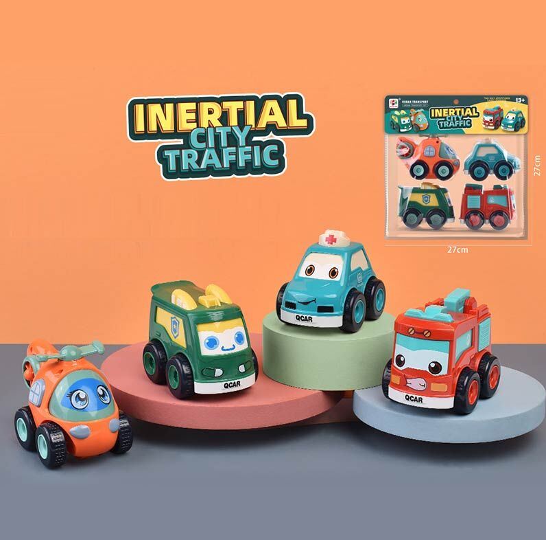 Toys 680A Inertial City Traffic Toy Car Set, 4 pcs