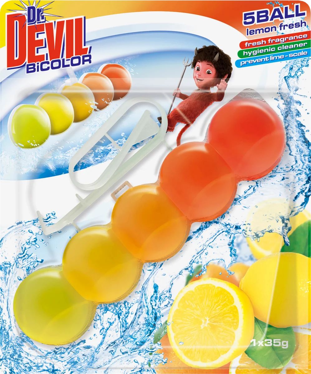 Dr. Devil Bicolor Lemon Freshness Toilet Block, 35 g