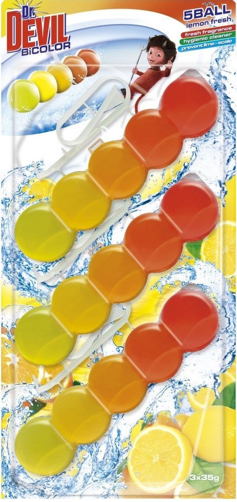 Dr. Devil Bicolor Lemon Freshness Toilet Blocks, 3 x 35 g