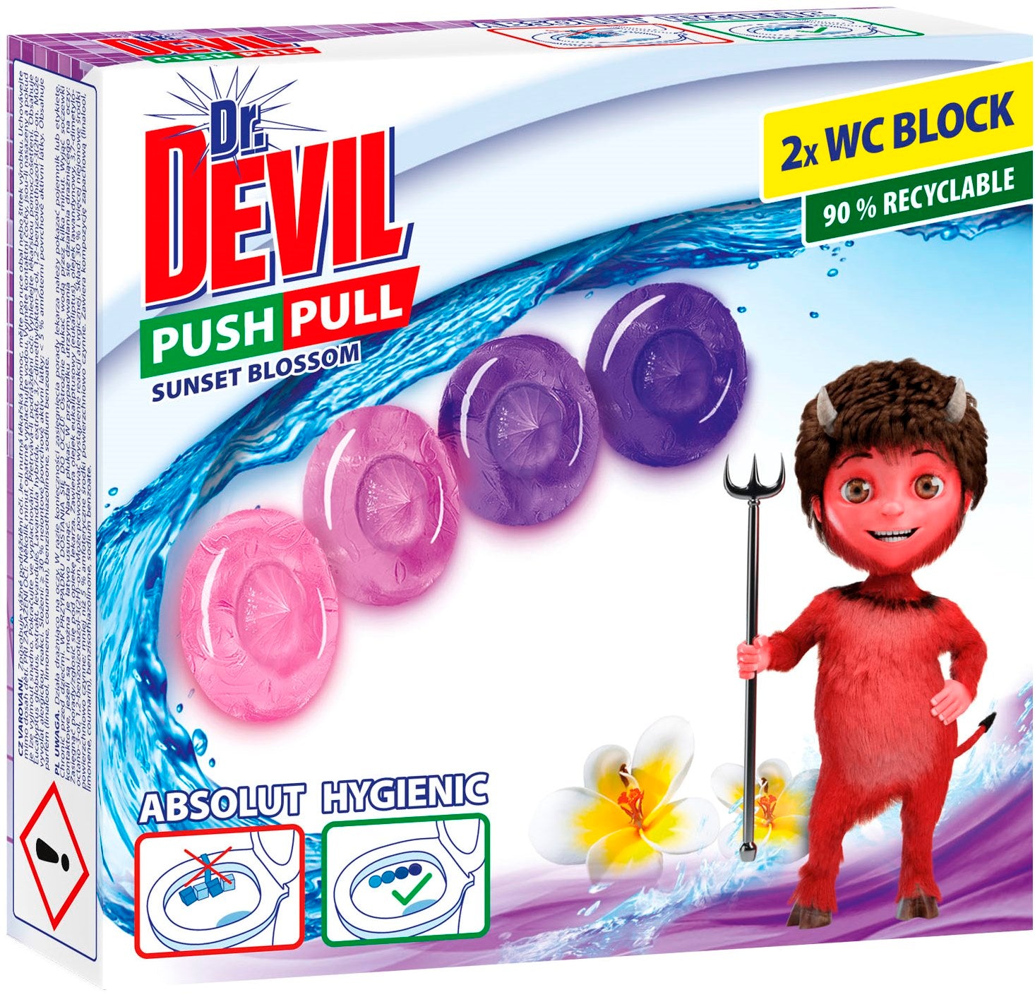 Dr. Devil Push Pull Sunset Bloom Cage-Free Toilet Blocks, 2 x 20 g
