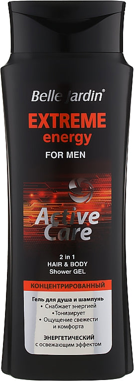 Belle Jardin Active Care Extreme Energy Energizing Men's 2-in-1 Shower Gel & Shampoo, 400 mL