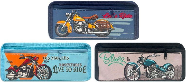 21140 Motorcycle 2-Compartment Fabric Pencil Case