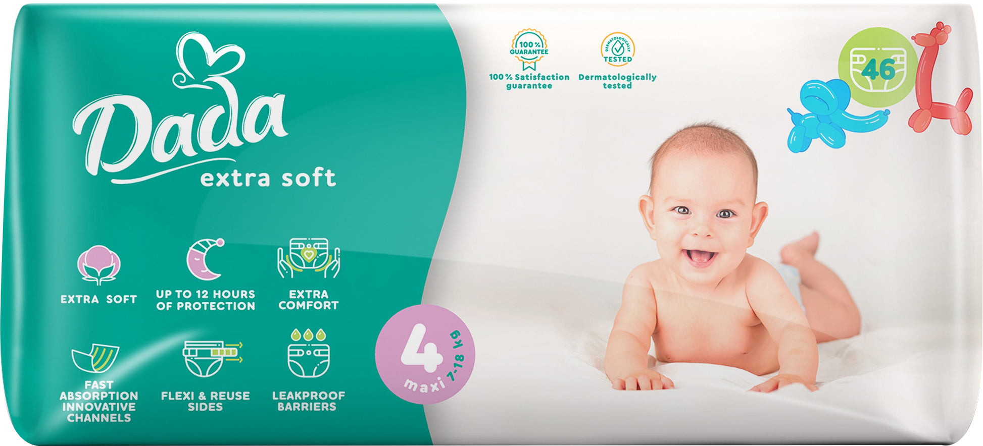 Dada Extra Soft 4 Maxi Baby Diapers, 46 pcs, 7-18 kg