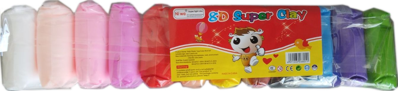 Super Clay 8D Air-Dry Modeling Clay, 12 Colors