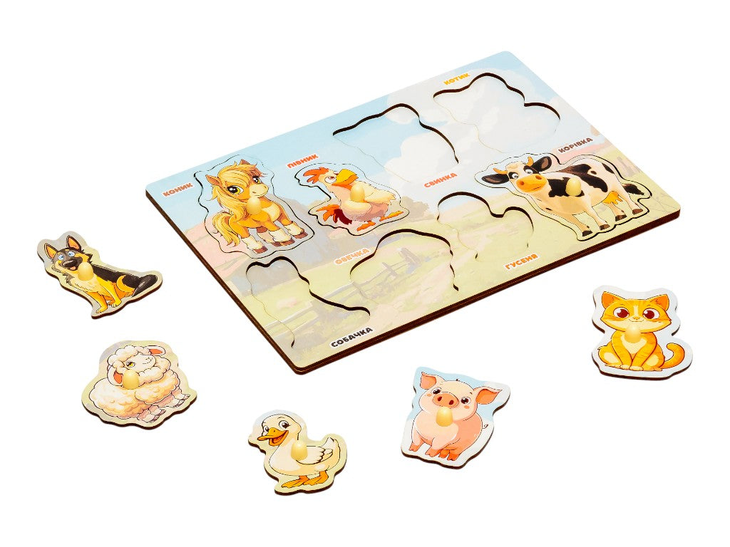 Puz-88741 Farm Animals 8 elementiv Wooden Insert Puzzle Frame - Image 2