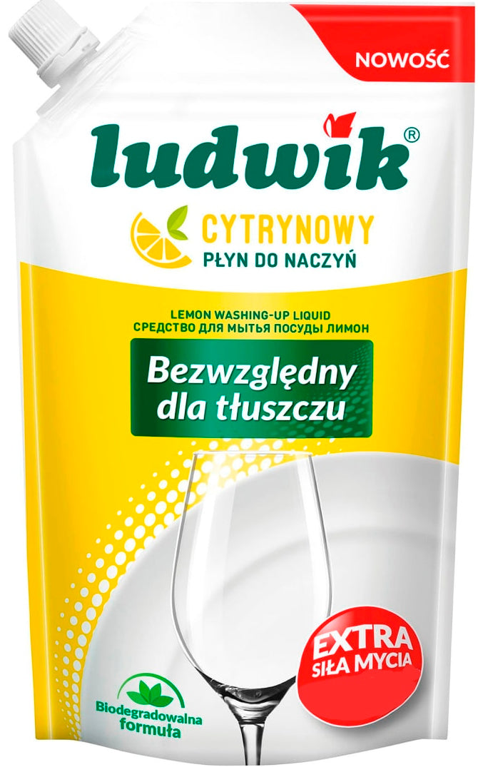 Ludwik Lemon Dishwashing Liquid Refill Pouch, 450 mL