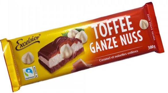 Excelsior Toffee & Whole Hazelnut Chocolate Bar, 300 g