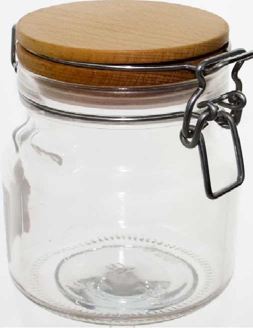 EverGlass Beech 1907 Glass Jar with Wooden Clamp Lid, 900 mL