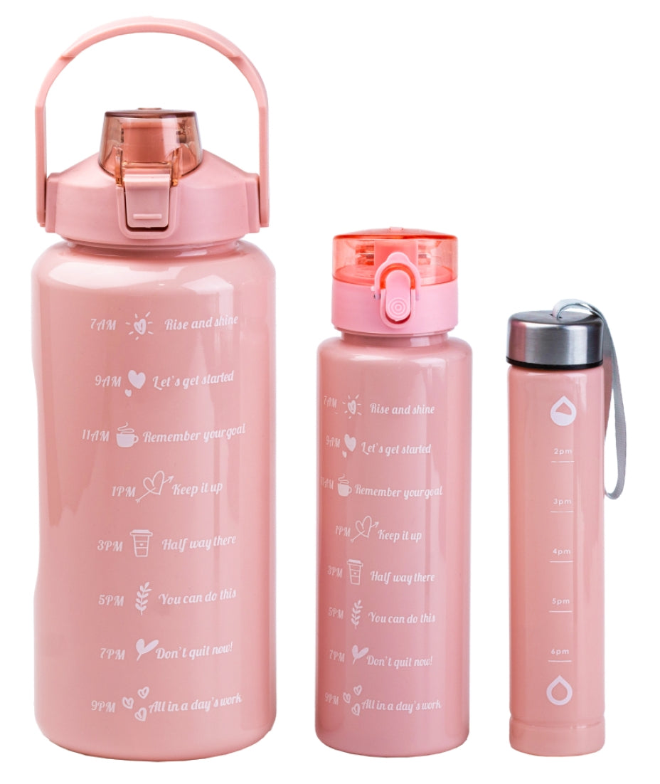 Pink 3-in-1 Water Bottle Set, 300 mL, 700 mL & 2 L