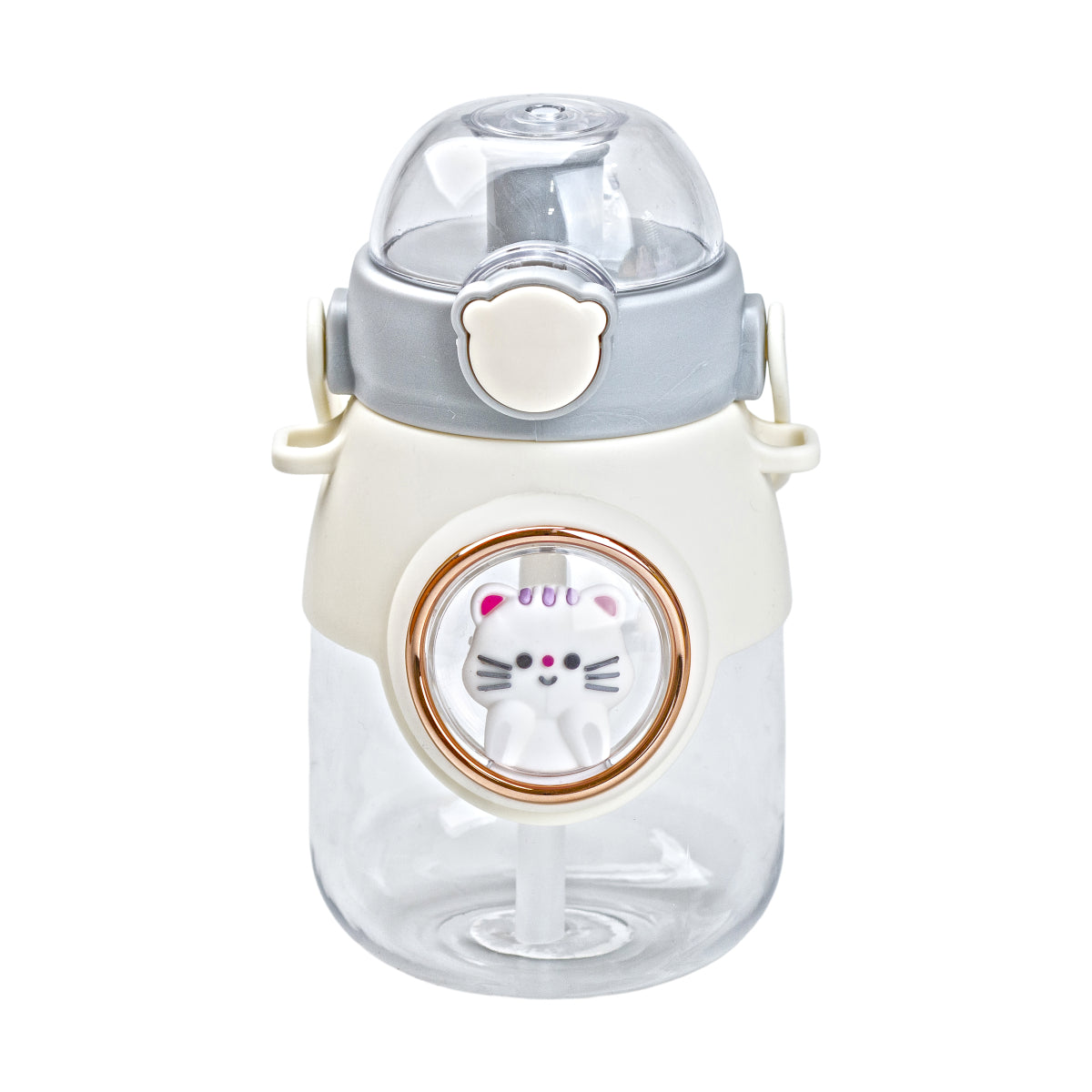 8019 Gray Kids' Water Bottle with Handle, Straw & Strap, 800 mL - Image 2
