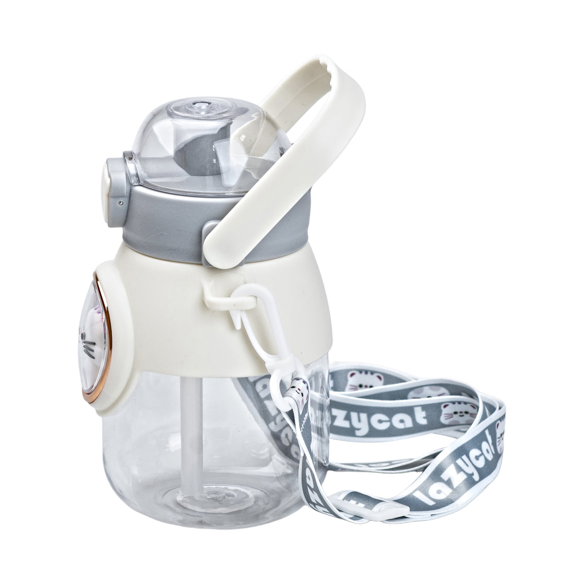 8019 Gray Kids' Water Bottle with Handle, Straw & Strap, 800 mL - Image 3