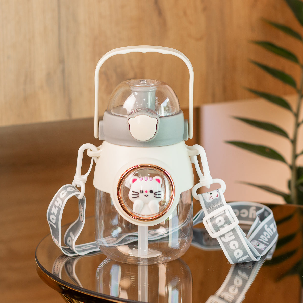 8019 Gray Kids' Water Bottle with Handle, Straw & Strap, 800 mL - Image 4