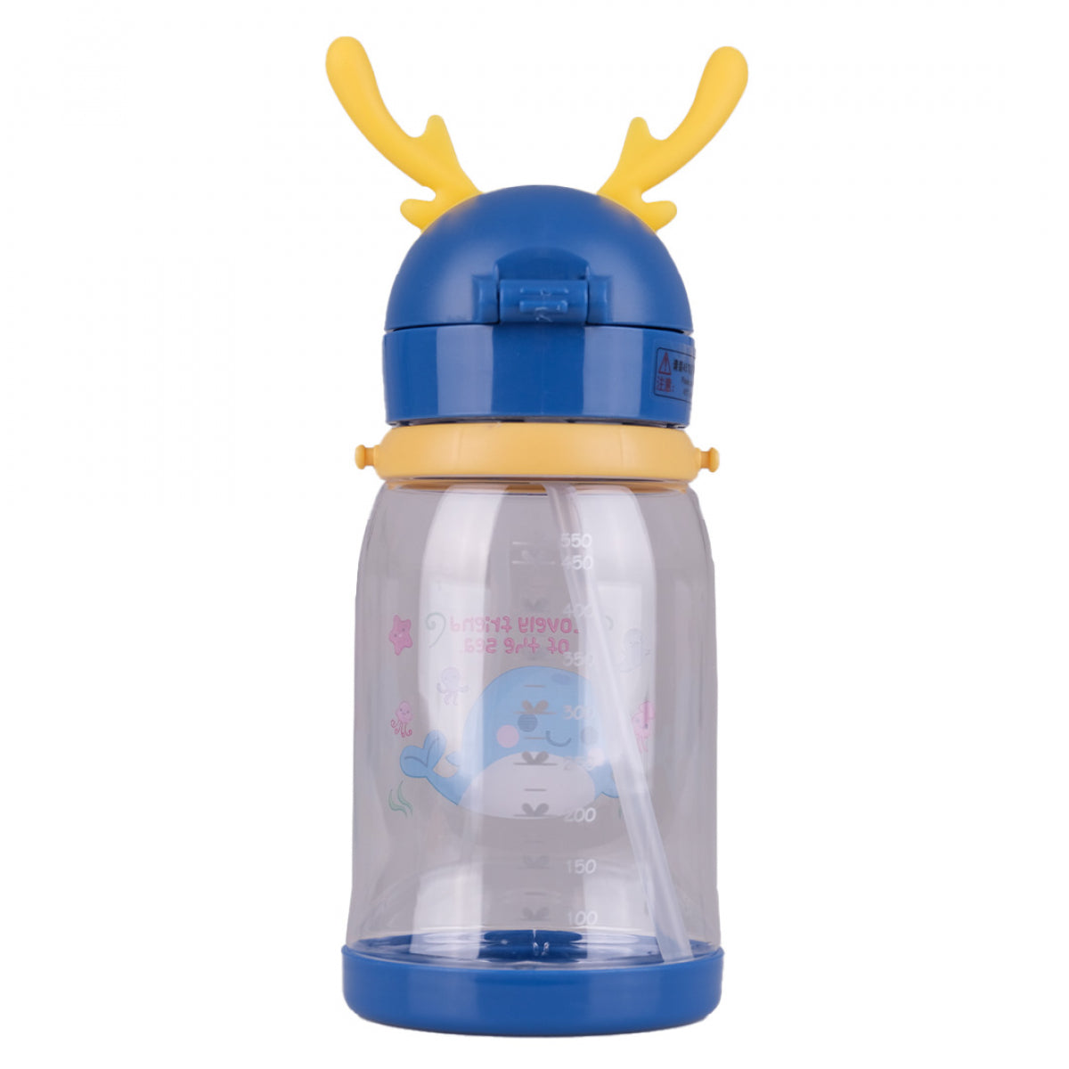 2186 Blue Water Bottle with Straw & Strap, 550 mL - Image 3