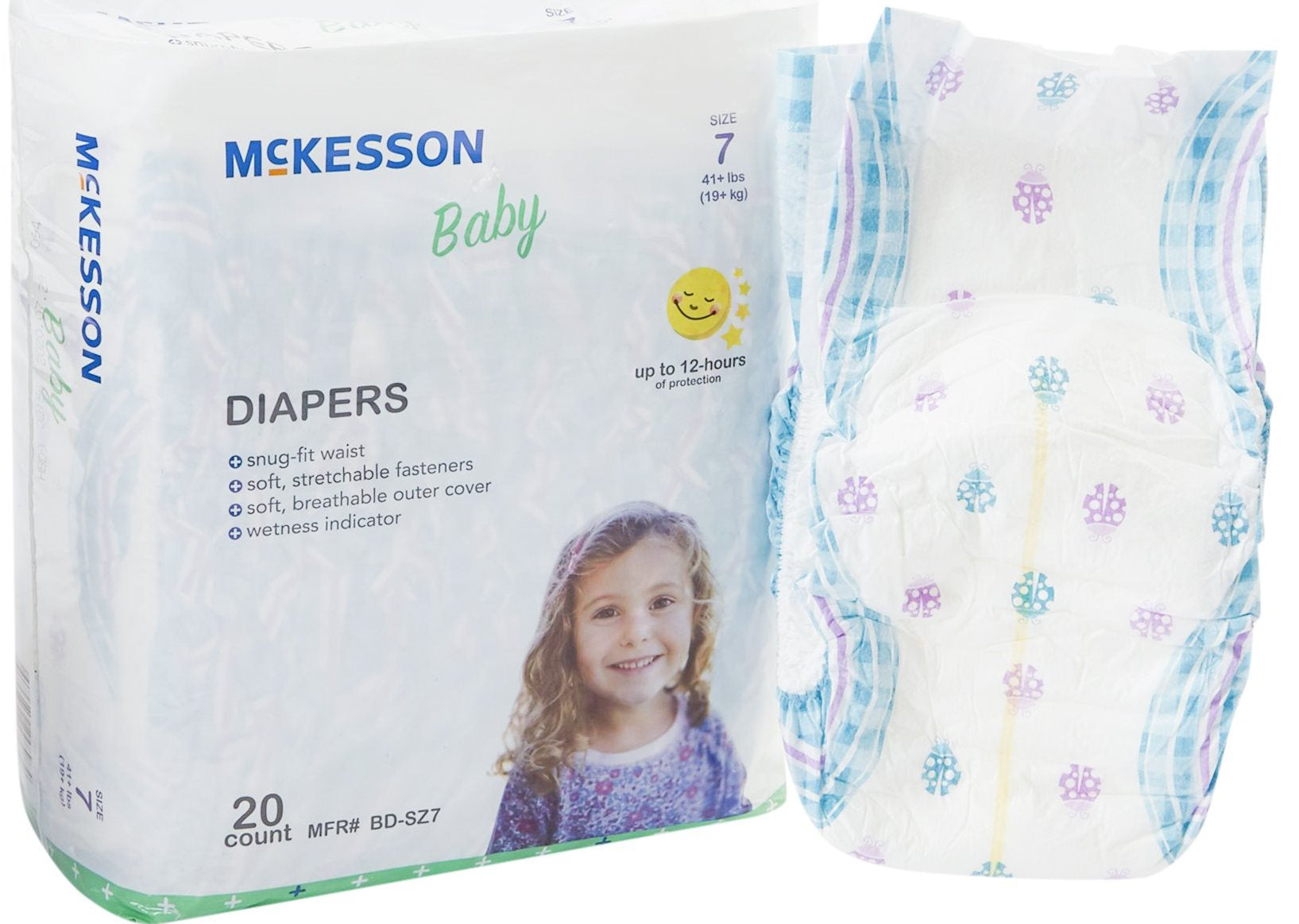 McKesson Size 7 Baby Diapers, 19+ kg, 20 pcs
