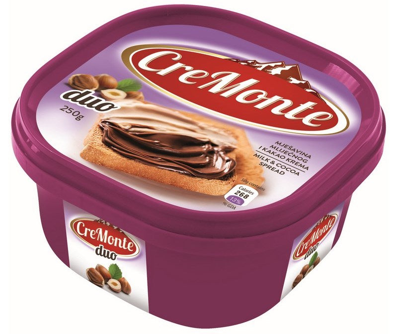 CreMonte Duo Milk Hazelnut Spread, 250 g