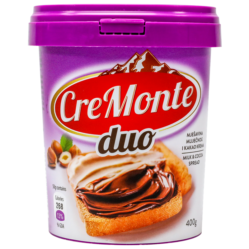 CreMonte Duo Milk Hazelnut Spread, 400 g