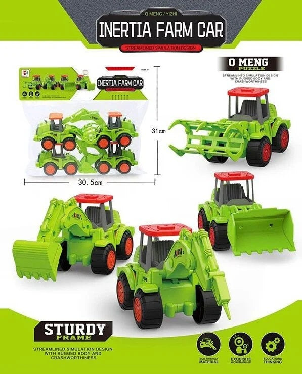 636A Inertia Farm Car Construction Vehicle Set in Bag, 4 pcs