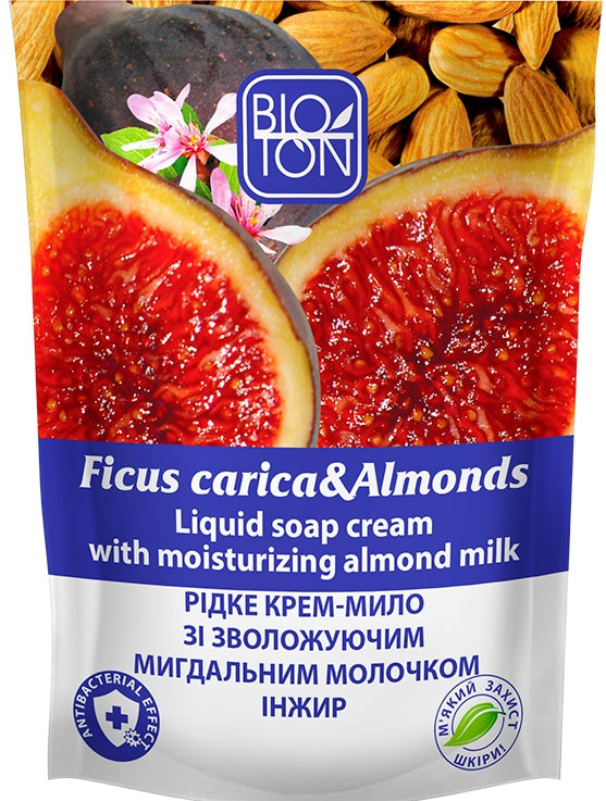 Bioton Cosmetics Fig & Almond Milk Liquid Cream Soap Refill Pouch, 450 mL