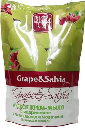 Bioton Cosmetics Grape & Sage Moisturizing Milk Liquid Cream Soap Refill Pouch, 450 mL - Image 2