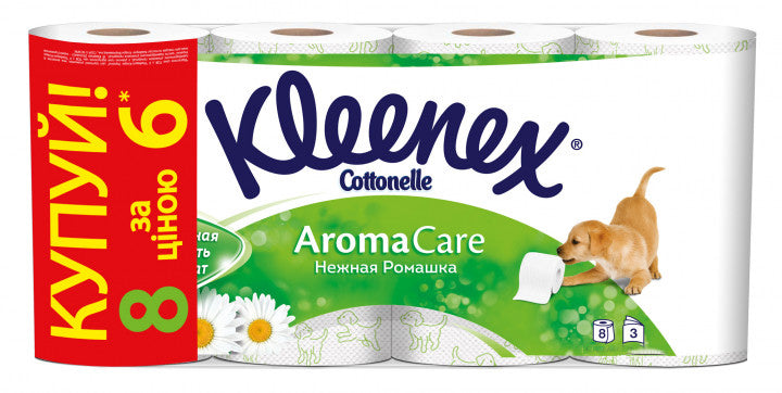 Kleenex Chamomile 3-Ply Toilet Paper, 6+2 Rolls