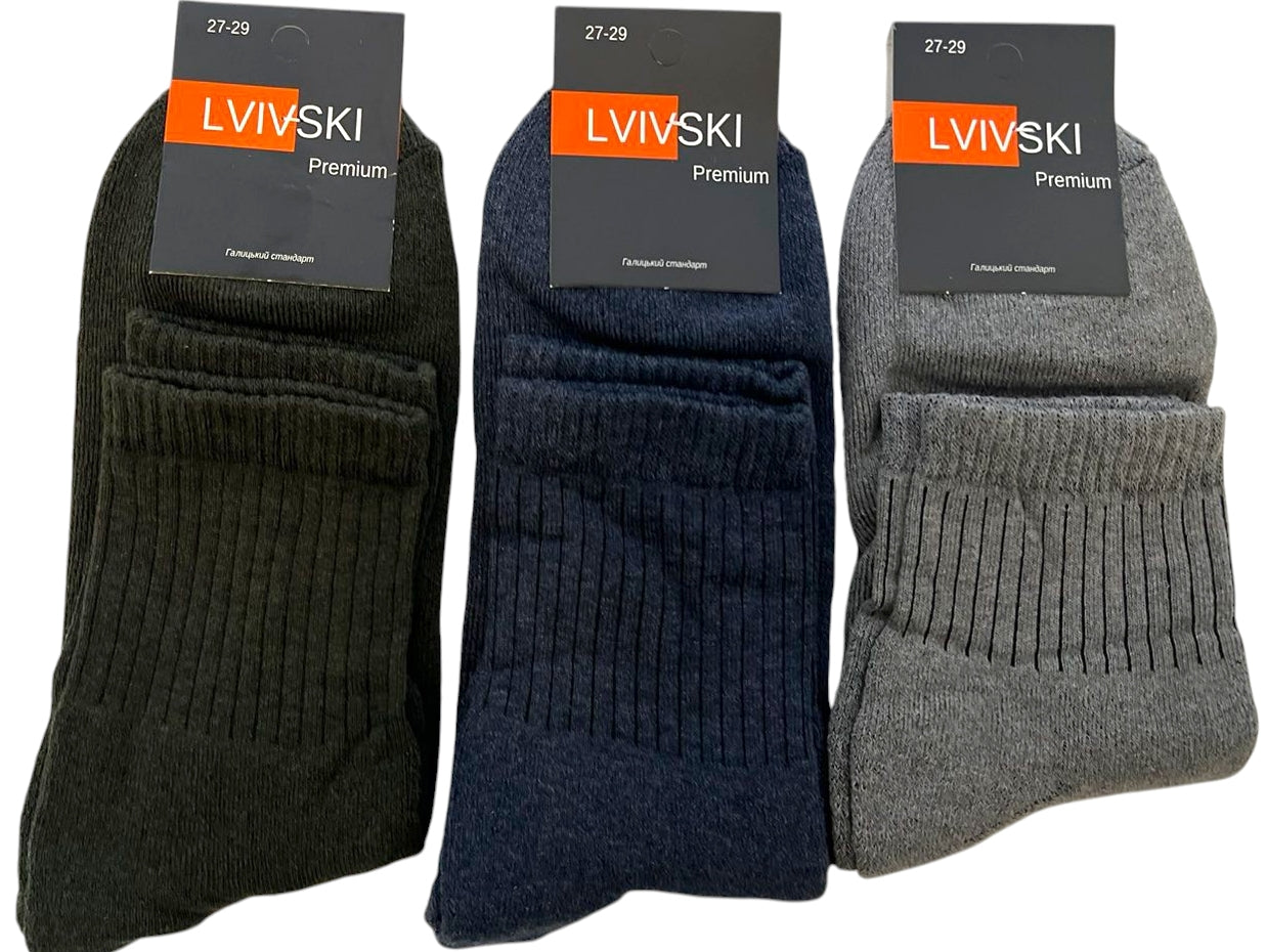Lvivski Premium Men's Semi-Terry Socks, Size 27-29