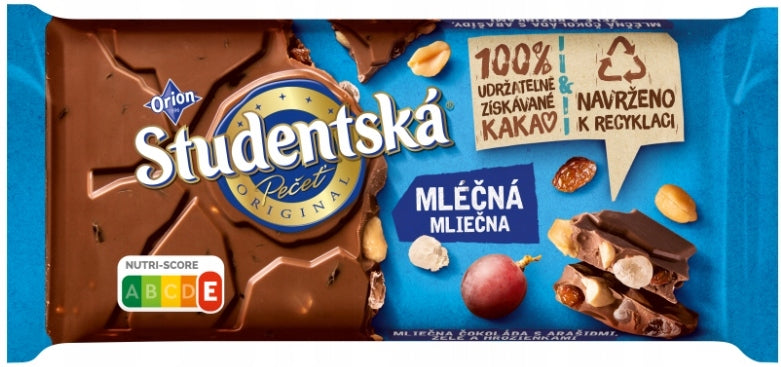 Studentska Milk Chocolate with Peanuts & Raisins, 170 g