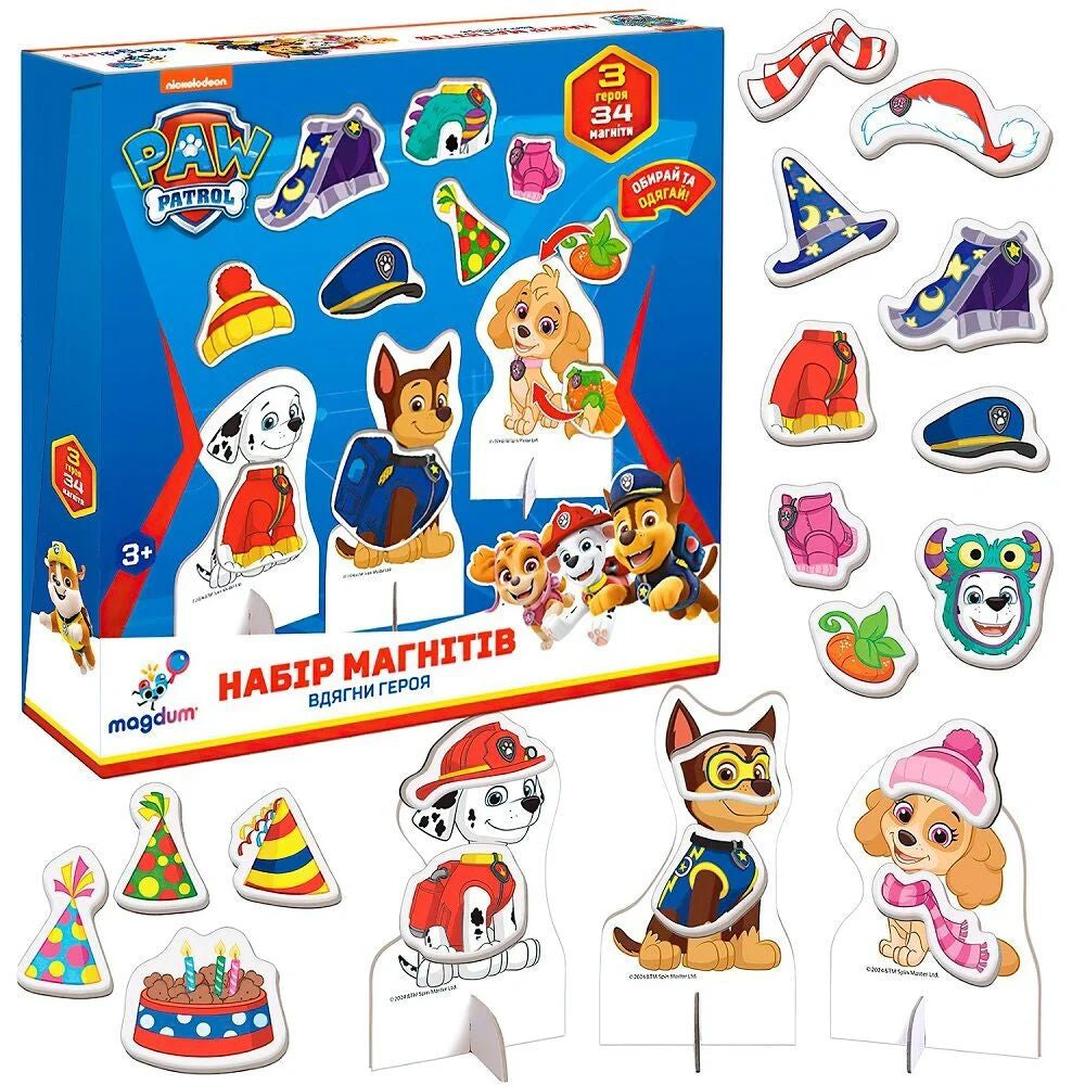 ML4034-13 Paw Patrol Dress the Hero Magnet Set, 34 Magnets