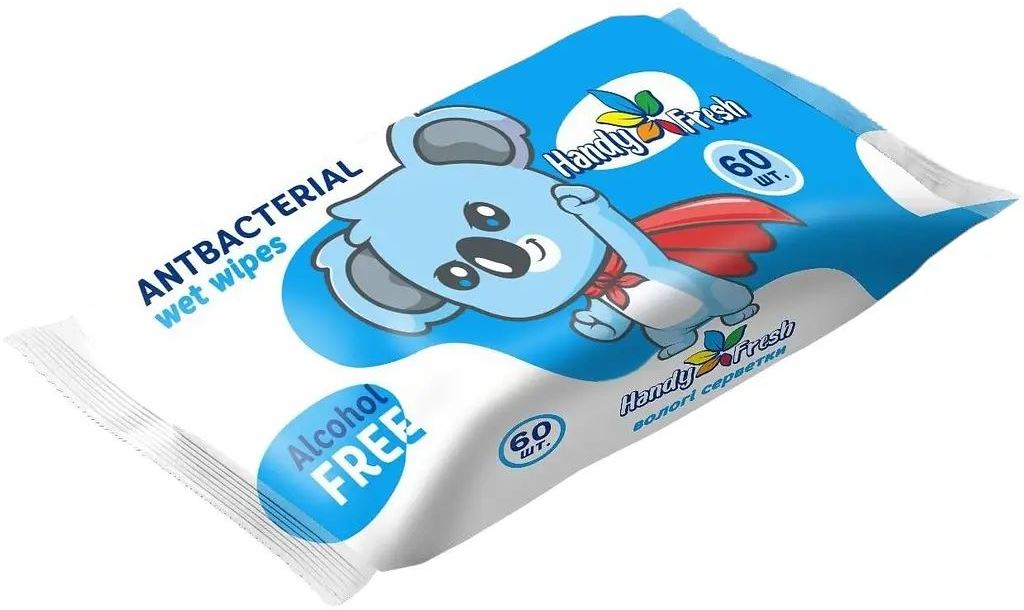 Handy Fresh Antibacterial Kids Wet Wipes, 60 pcs