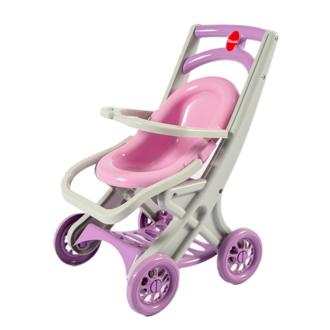 Doloni 0122/04 Doll Stroller with Reclining Seat, Gray & Pink