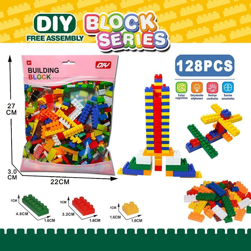 336-2 DIY Building Block Set in Bag, 128 Pieces