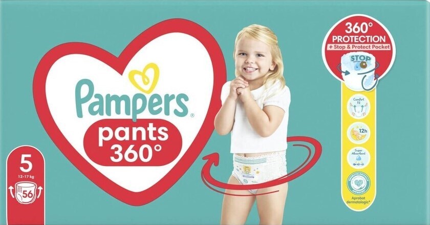 Pampers Pants Size 5 Baby Pull-Up Diaper Pants, 12-17 kg, 56 pcs