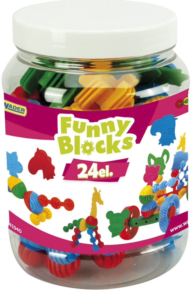Wader 41940 Funny Blocks Building Set in Jar, 24 pcs