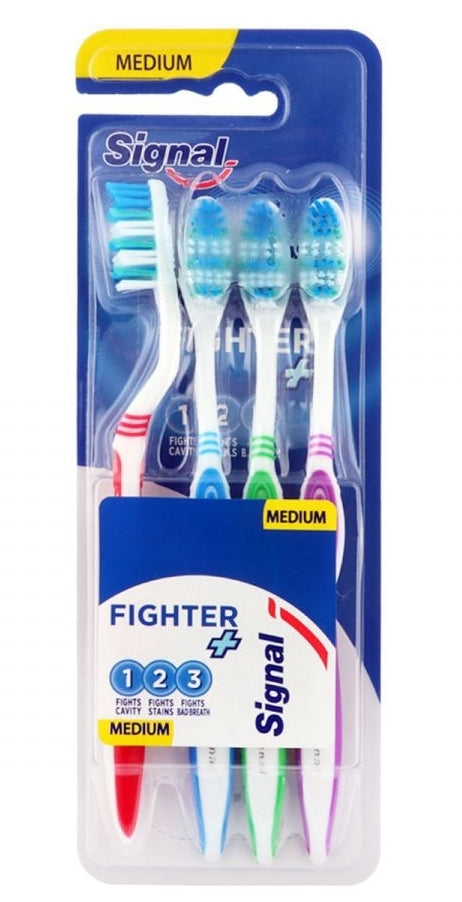 Signal Fighter Medium Toothbrushes, 4 pcs