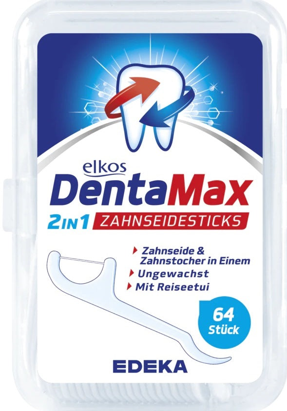 Elkos DentaMax 2-in-1 Dental Floss Picks, 64 pcs