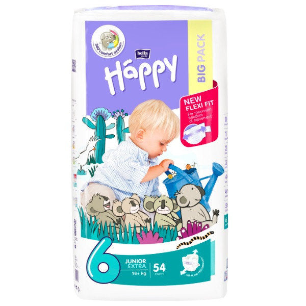 Bella Baby Happy Junior Extra (6) Baby Diapers, 54 pcs, 16+ kg