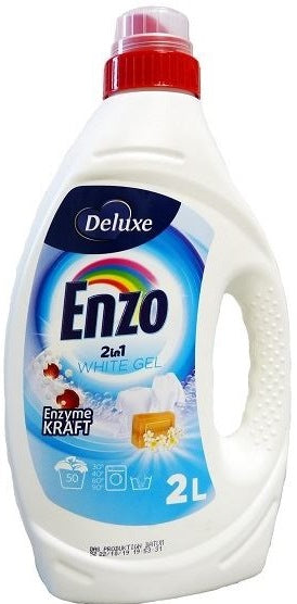 Deluxe Enzo 2-in-1 White Laundry Detergent Gel, 50 Loads, 2 L