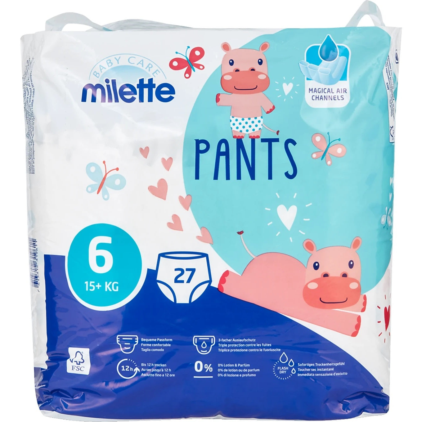 Milette Size 6 Baby Pull-Up Diaper Pants, 15+ kg, 27 pcs