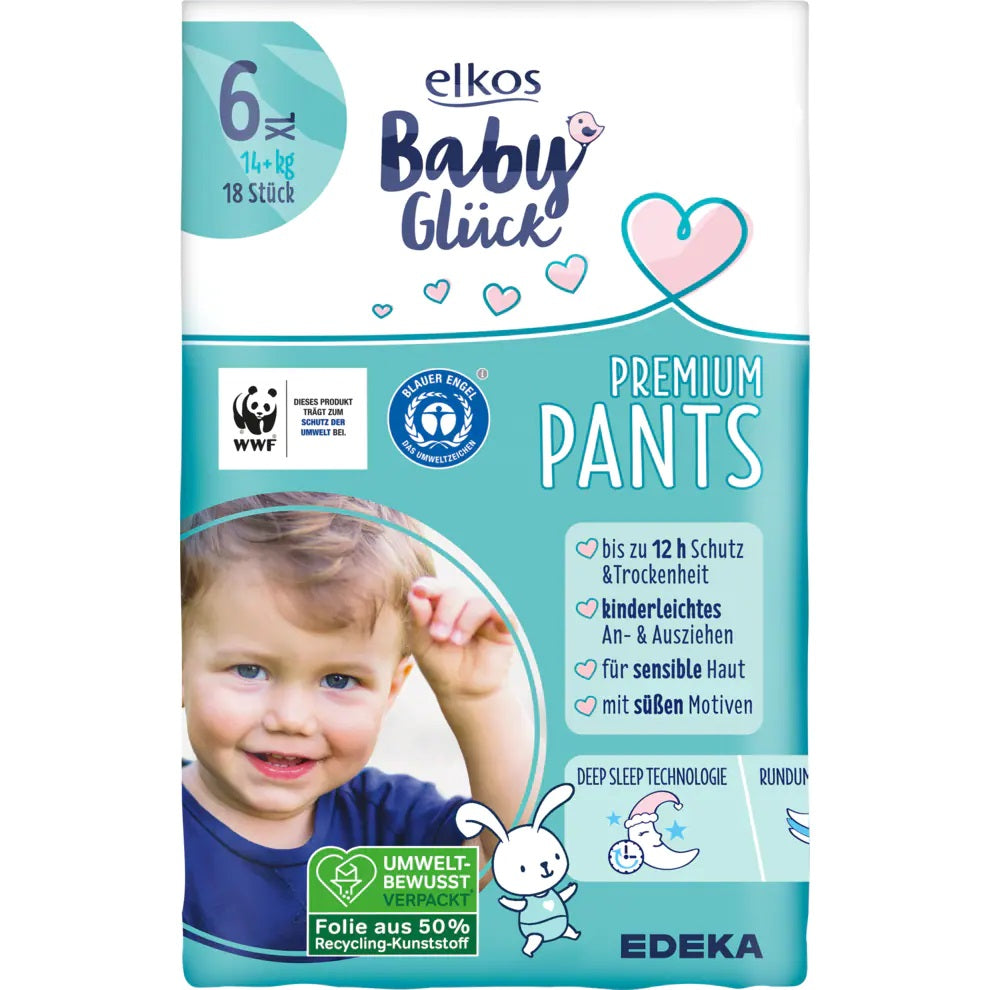 Elkos Baby Glück Premium Size 6 Baby Pull-Up Diaper Pants, 14+ kg, 18 pcs