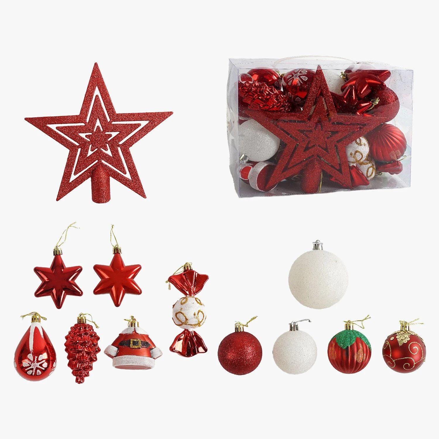 C 67270 Assorted Christmas Ornaments, 24 pcs